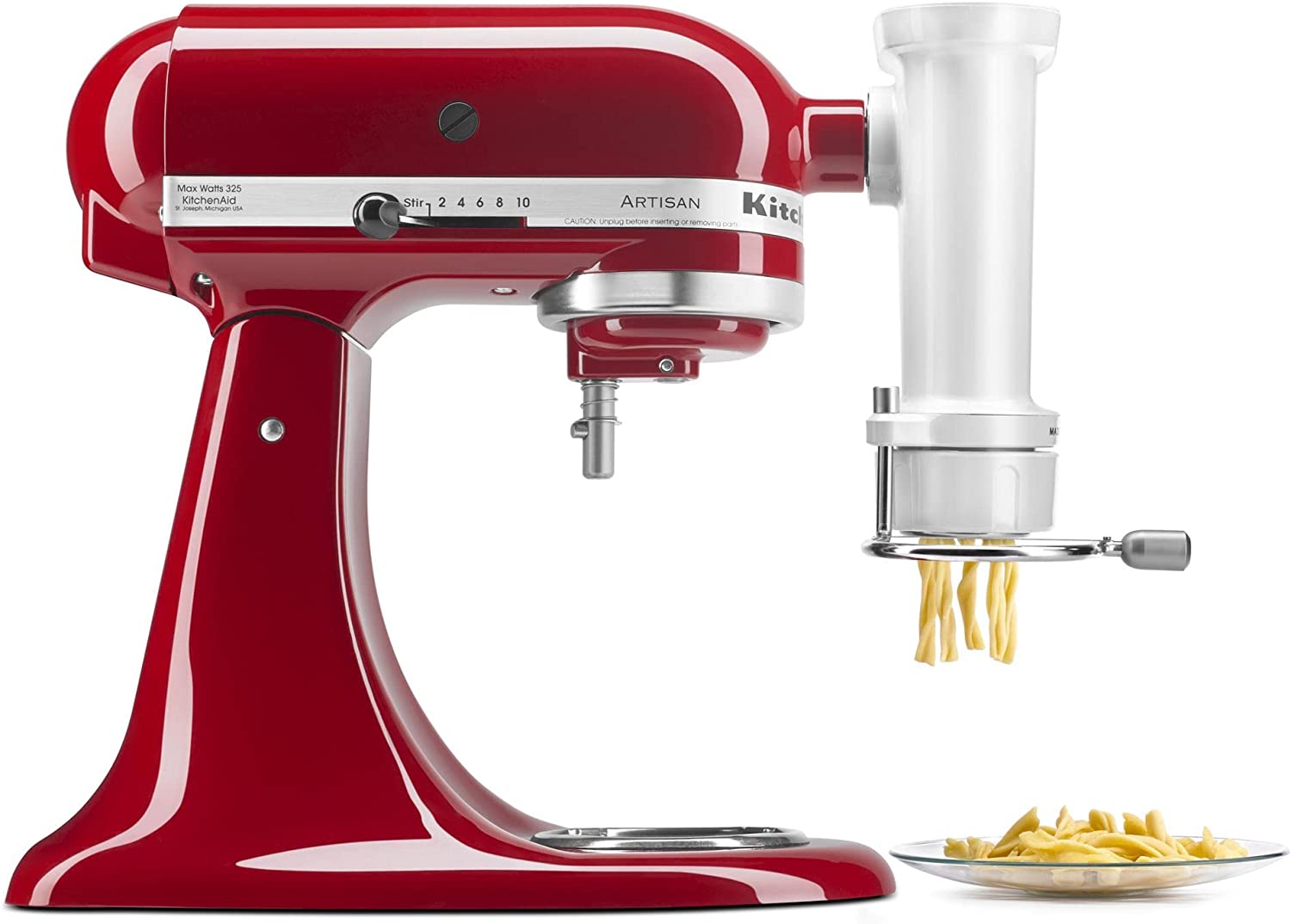 KitchenAid KSMPEXTA Gourmet Pasta Press Attachment with 6 Interchangeable Pasta Plates, White