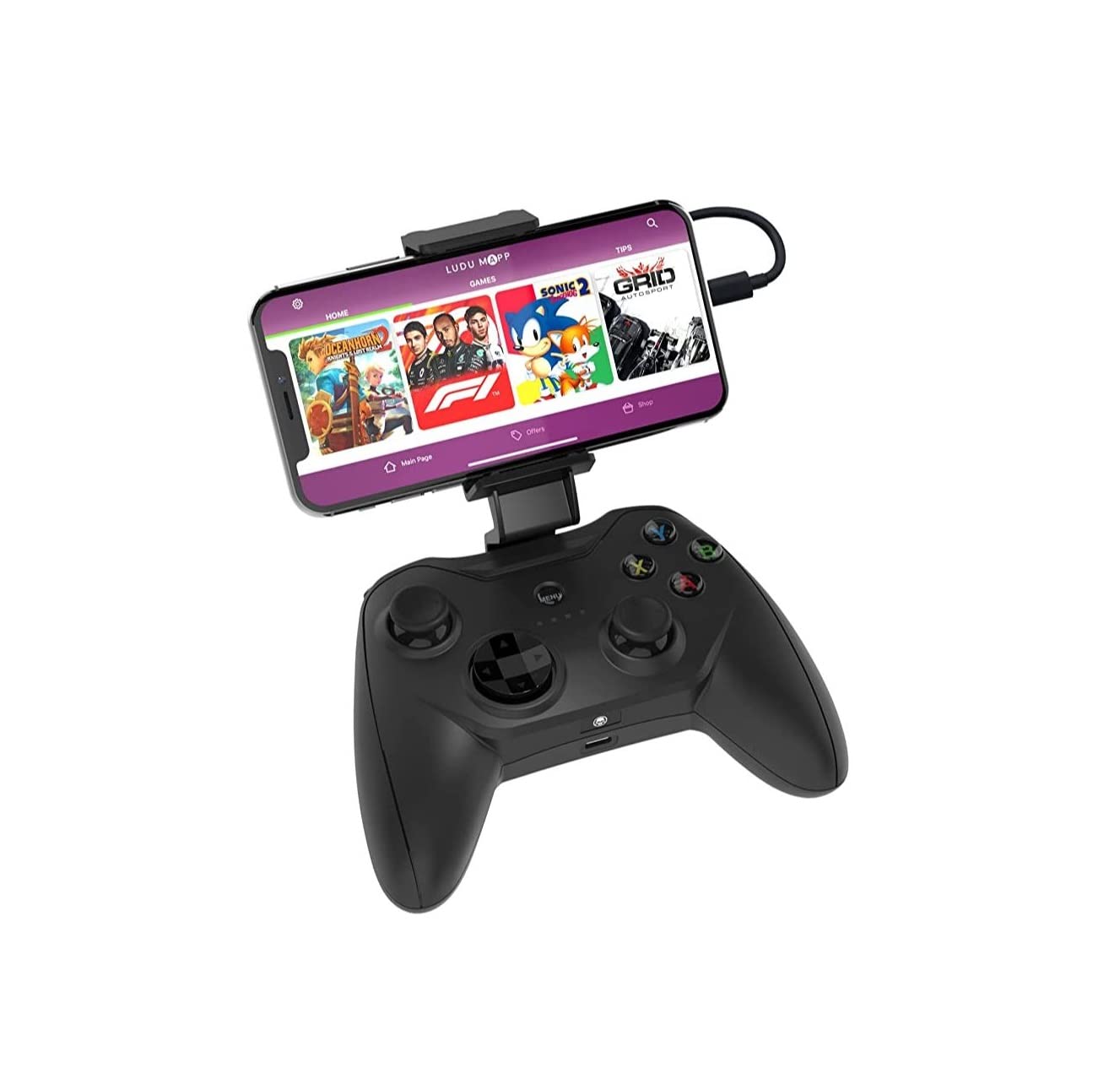 RiotPWR Mfi Certified Gamepad Controller for iOS iPhone - Wired with L3 + R3 Buttons， Power Pass Through Charging， Improved 8 Way D-Pad， and redesigned ZeroG Mobile Device