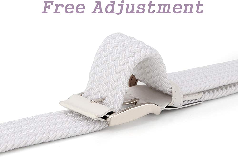 2 Pieces Braided Woven Elastic Stretch Canvas Belts for Men Women