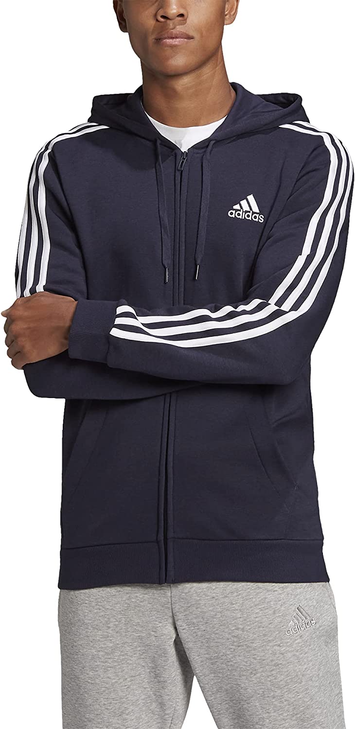 adidas Men's Essentials Fleece 3-Stripes Full-Zip Hoodie