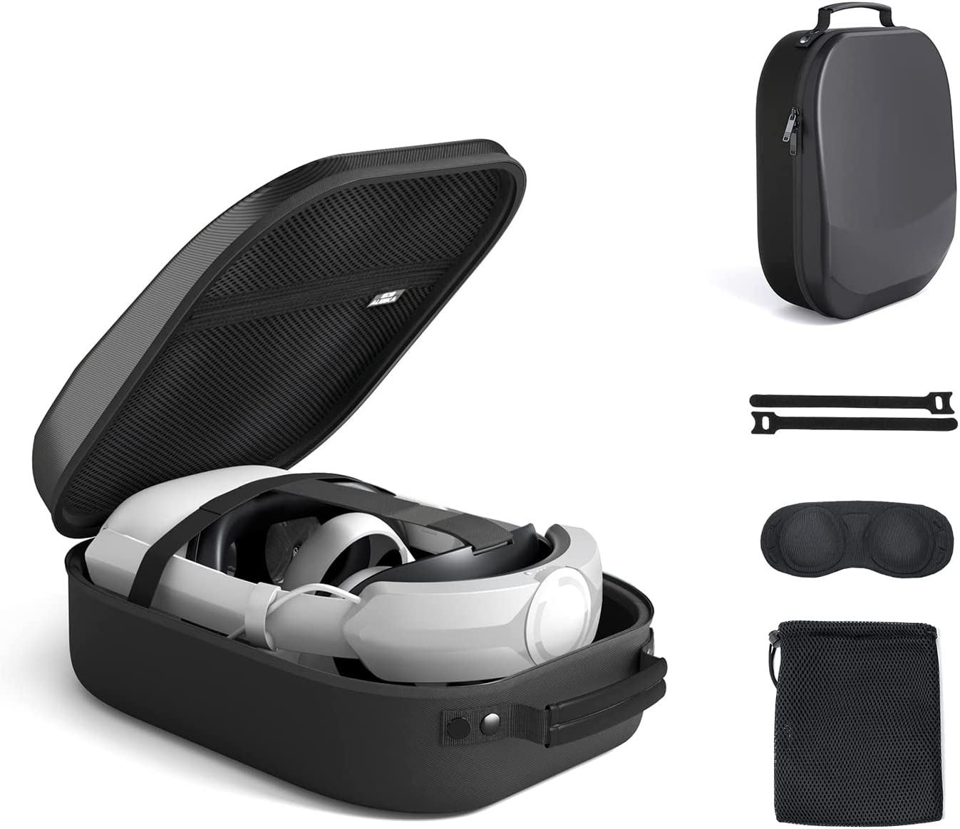 Carrying Case for Meta/Oculus Quest 2/Pico 4, Compatible with Elite/Battery Headset Strap Accessories, Hard Travel Case - Black