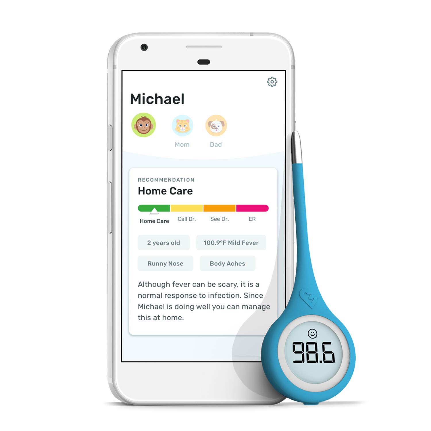 Kinsa QuickCare Smart Thermometer for Fever - Digital Medical Baby, Kid and Adult Termometro - Accurate, Fast, FDA Cleared Thermometer for Oral, Armpit or Rectal Temperature Reading