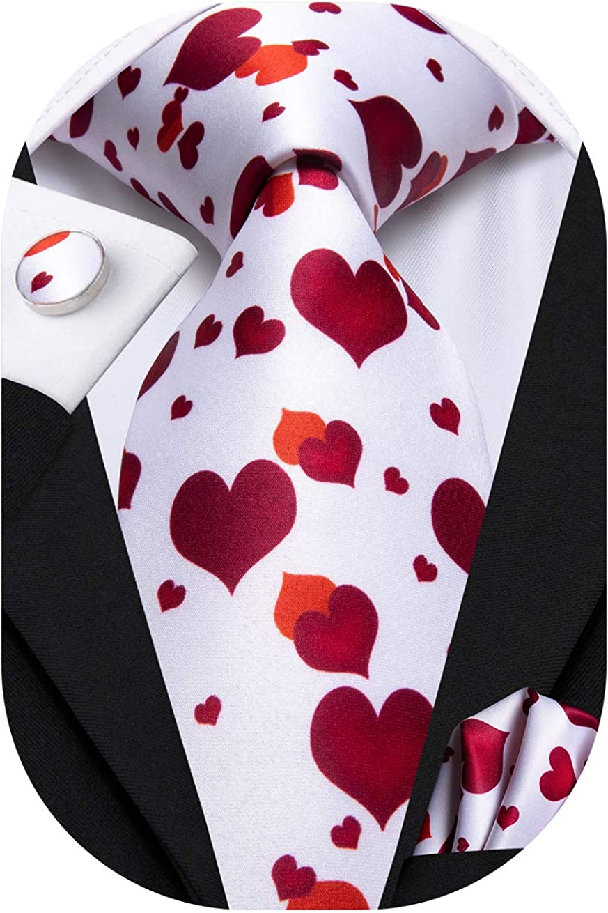 Hi-Tie Mens Plaid Ties Classic Necktie with Handkerchief Cufflinks Set