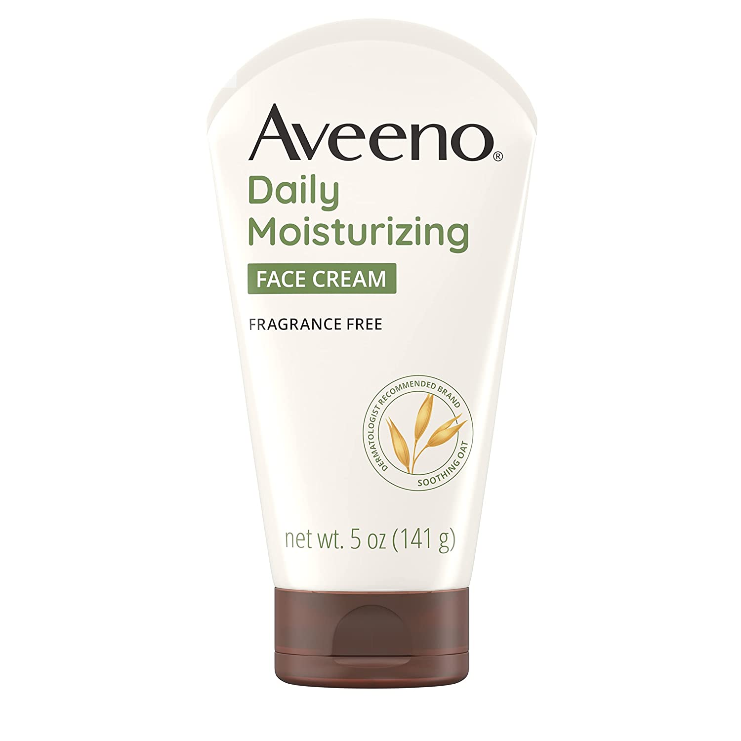 Aveeno Daily Moisturizing Fragrance-Free Prebiotic Oat Face Cream for Dry Skin, Facial Cream Clinically Proven to Moisturize Dry Skin for 24 Hours, Paraben-, Fragrance- & Dye-Free, 5 oz