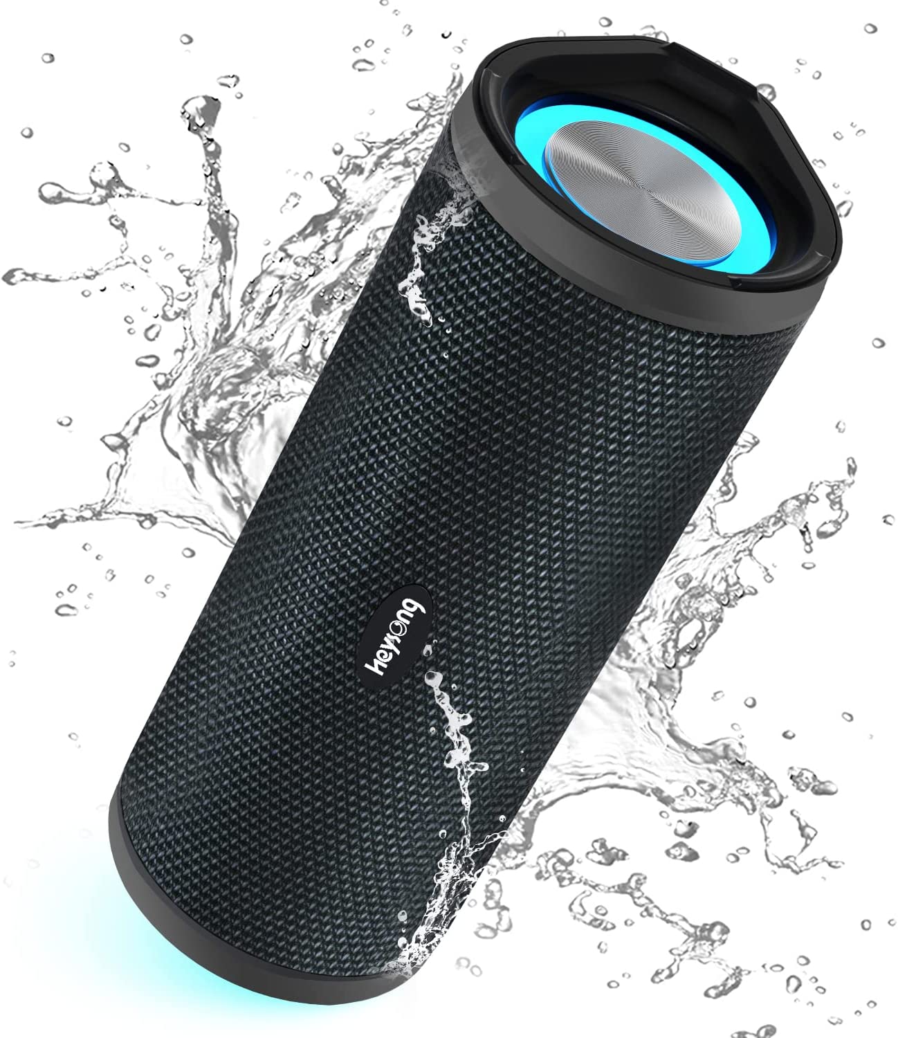 HEYSONG Portable Bluetooth Speaker, Waterproof Wireless Outdoor Speakers with LED Light, Rich Bass, IPX7, 40H Play, TF Card, Dual Pairing for Beach, Boat, Pool, Camping, Bike, Shower, Gifts for Men