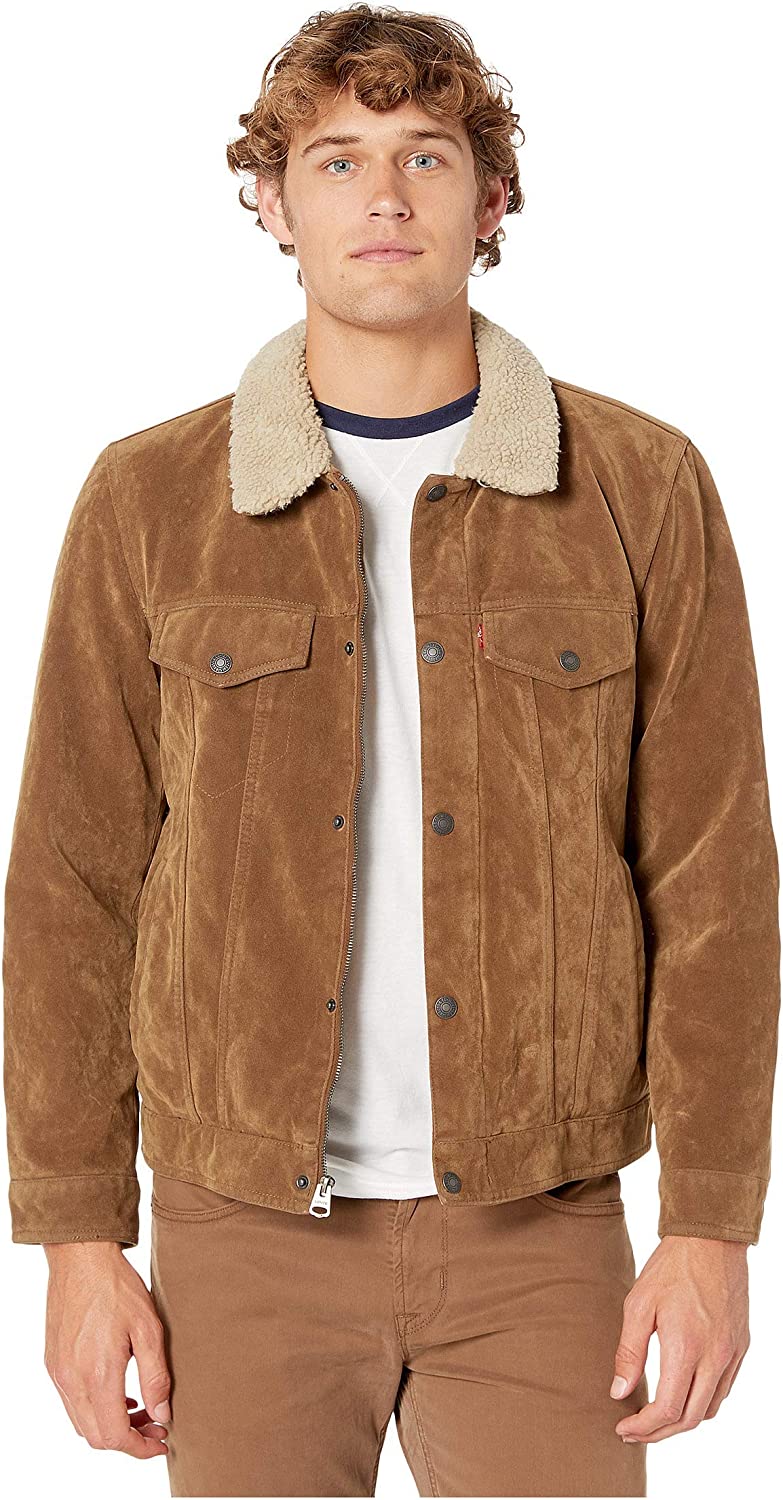 Levi's Men's Faux Leather Sherpa Lined Trucker Jacket
