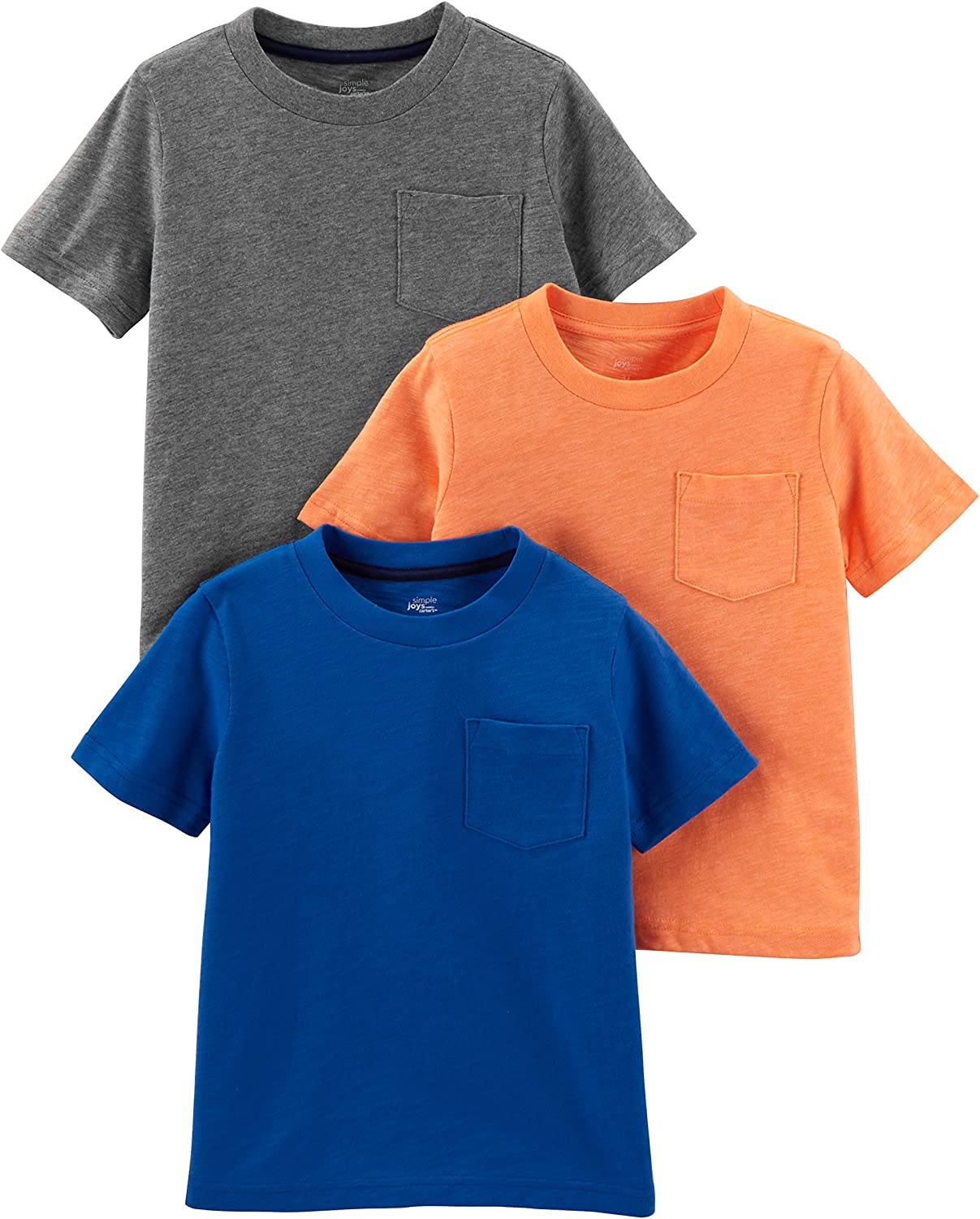 Simple Joys by Carter's Babies, Toddlers, and Boys' Solid Pocket Short-Sleeve Tee Shirts, Pack of 3