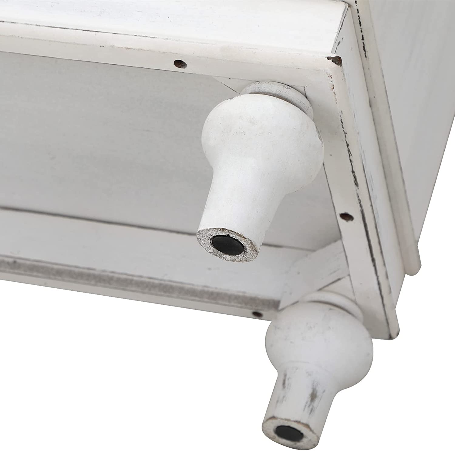 MAISON ARTS Sideboard Buffet Storage Cabinet， Accent Cabinet with 3 Hollow Carved Doors Distressed Decorative Farmhouse Cabinet Cupboard for Kitchen， Dining Room， Living Room， Bedroom， Entryway， White