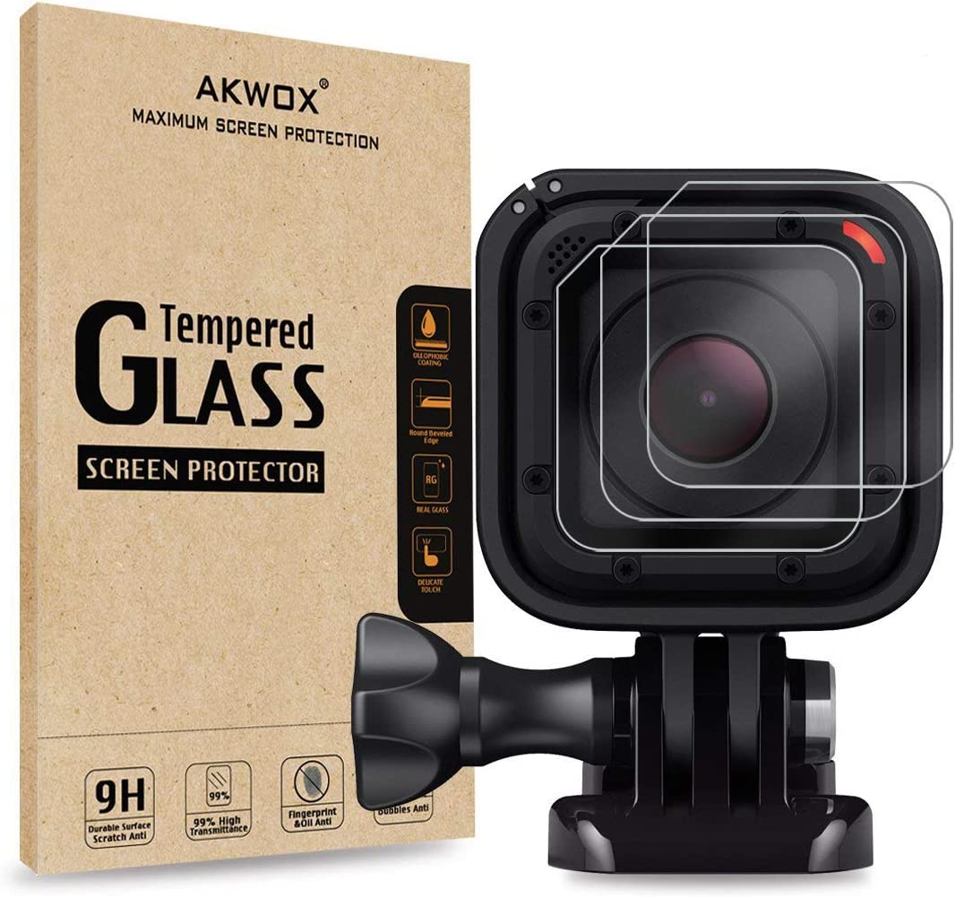 (Pack of 3) Tempered Glass Screen Protector for Gopro Hero 4 Session Hero 5 Session, Akwox 0.3mm 9H Hard Scratch-Resistant Camera Lens Film for GoPro Hero4 Session/Hero5 Session Camera Accessories