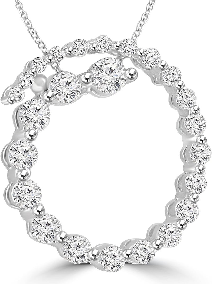 Madina Jewelry 2.00 Ct tw Round Diamond Spiral Pendant in 14 kt with 16 inch Chain