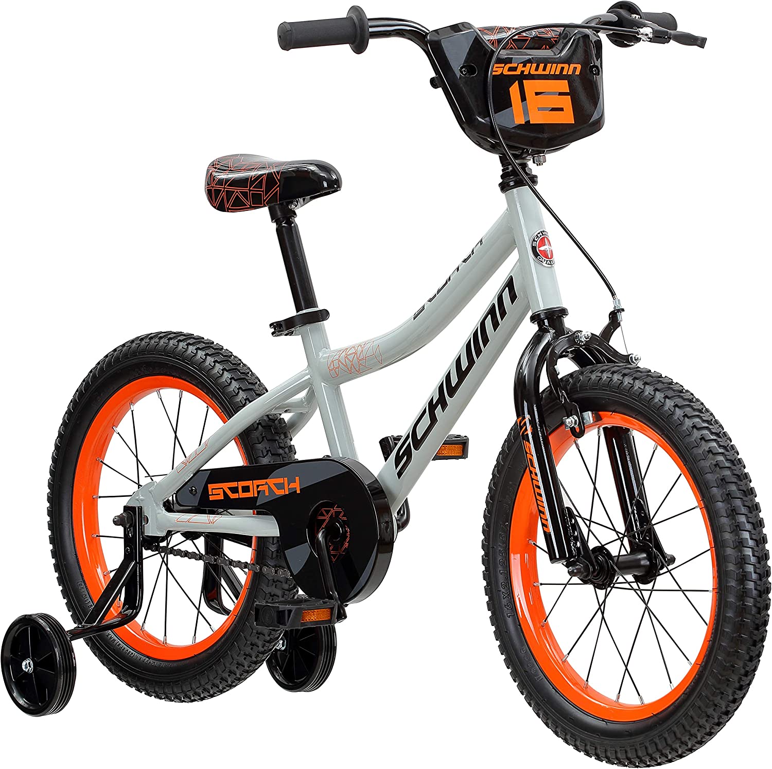Schwinn Scorch Boy's Bike with Training Wheels, 16" Wheels, Grey