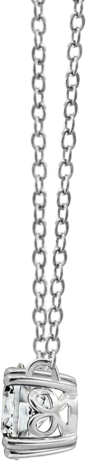 Amazon Collection Sterling Silver Solitaire Pendant Necklace with Round Cut Infinite Elements Cubic Zirconia Round Solitaire Pendant