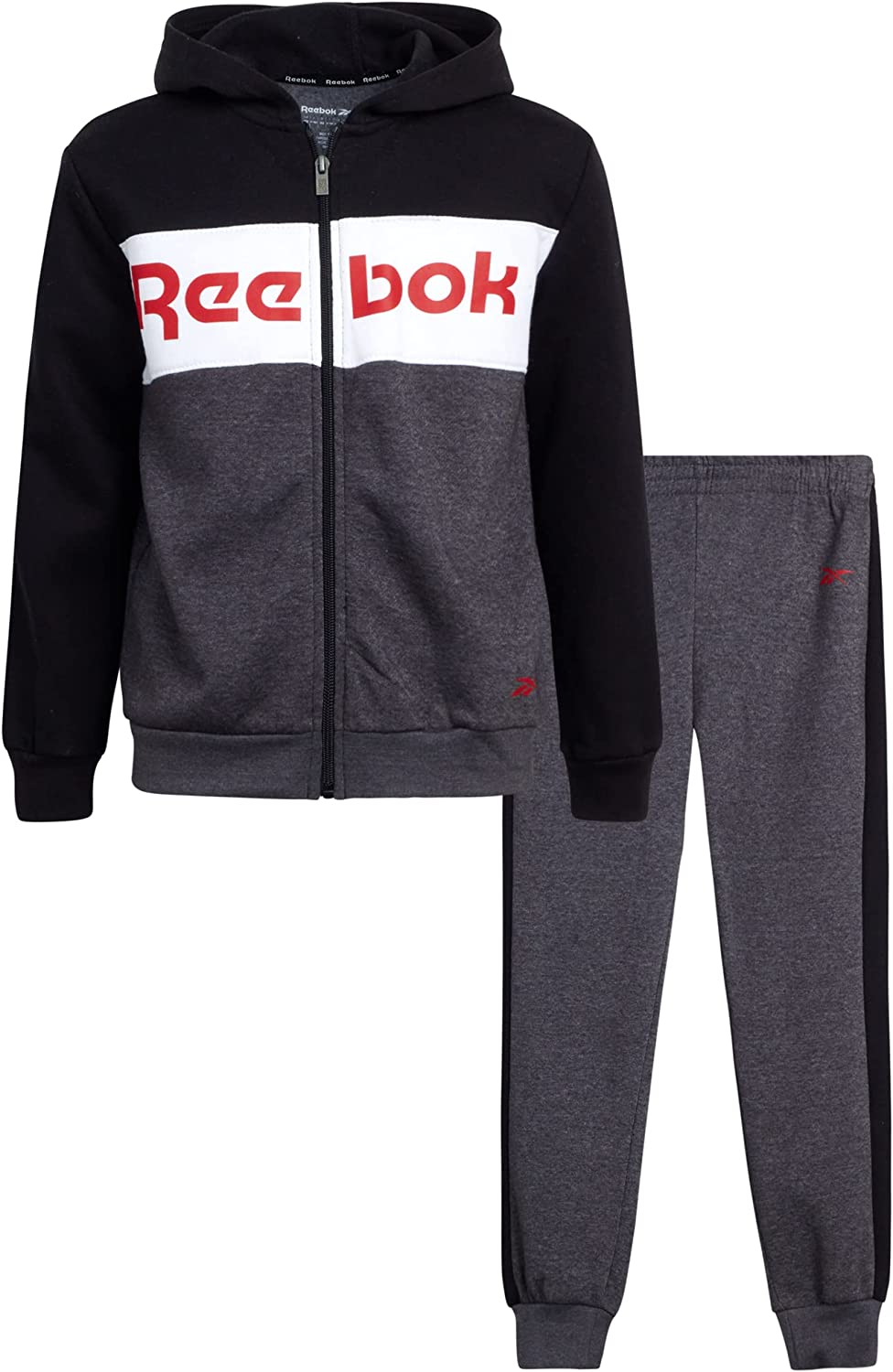 Reebok Boys’ Sweatsuit – Active Fleece Zip Hoodie Sweatshirt and Jogger Sweatpants (4-12)