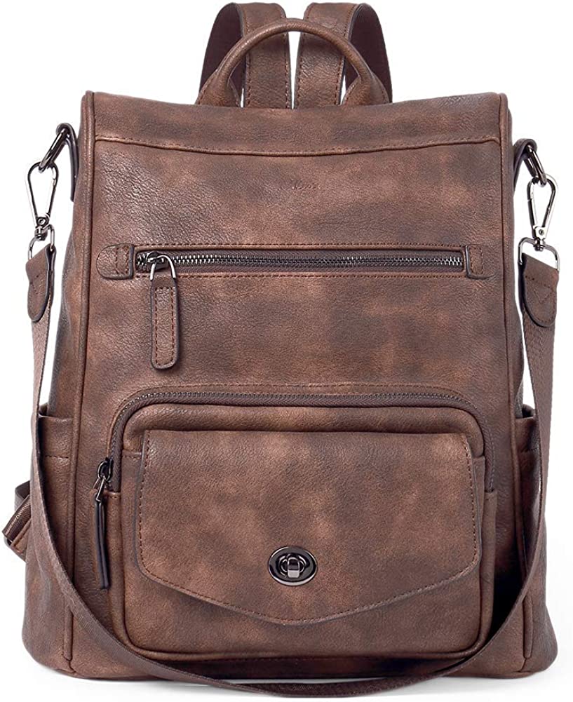 CLUCI Womens Backpack Purse, Leather Fashion Anti-theft Travel Backpack, Large Convertible School Bookbag Purse