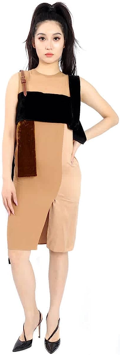 BURBERRY Silk and Velvet Strap Detail Dress, Brand Size 6 (US Size 4)