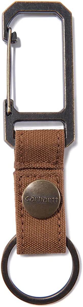 Carhartt unisex adult Nylon Duck Key Keeper, Durable Keychain With Self-locking Clip Wallet, Nylon Duck (Carhartt Brown), One Size US