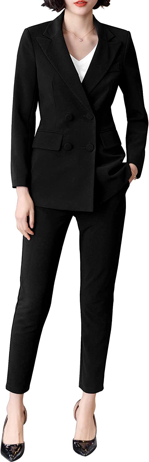 LISUEYNE Women’s Two Pieces Blazer Office Lady Suit Set Work Blazer Jacket and Pant