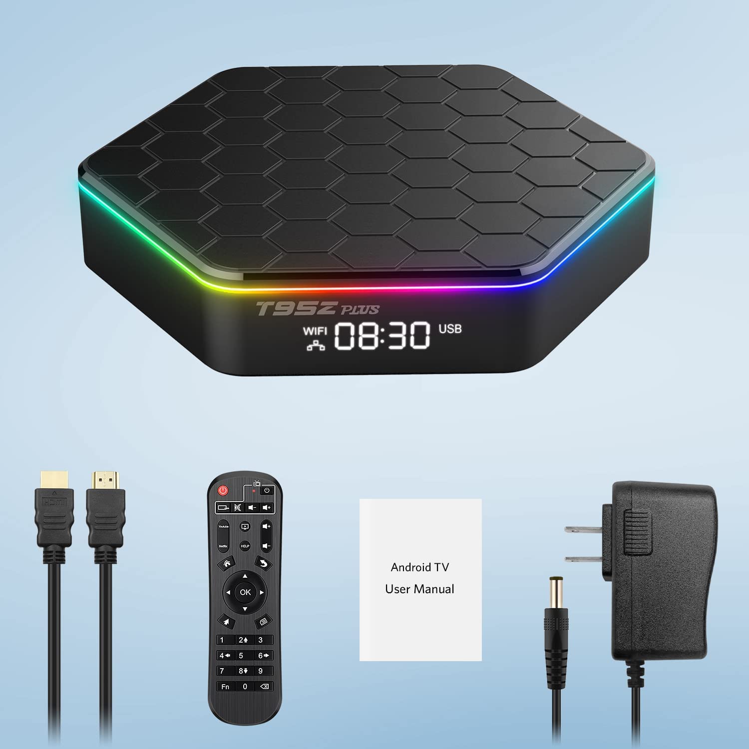 Android TV Box， T95Z Plus Android 12.0 TV Box Allwinner H618 Quadcore 2GB RAM 16GB ROM Support 6K 3D 1080P 2.4/5.0GHz WiFi BT5.0 10/100M Ethernet HDMI 2.0 H.265 Smart TV Box