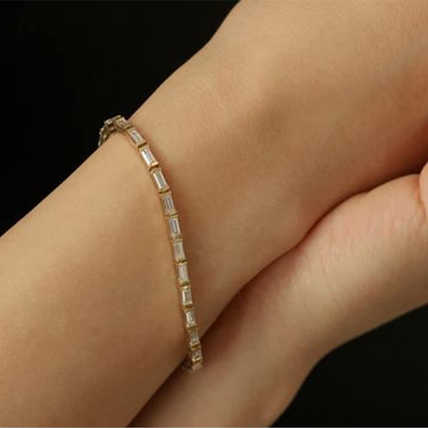 5 PCS Gold Bracelets for Women Teen Girls, 14K Real Gold Plated Adjustable Cubic Zirconia Dainty Tennis Anklet Bracelets Pack, Classic Bracelets Aesthetic Jewelry for Gift