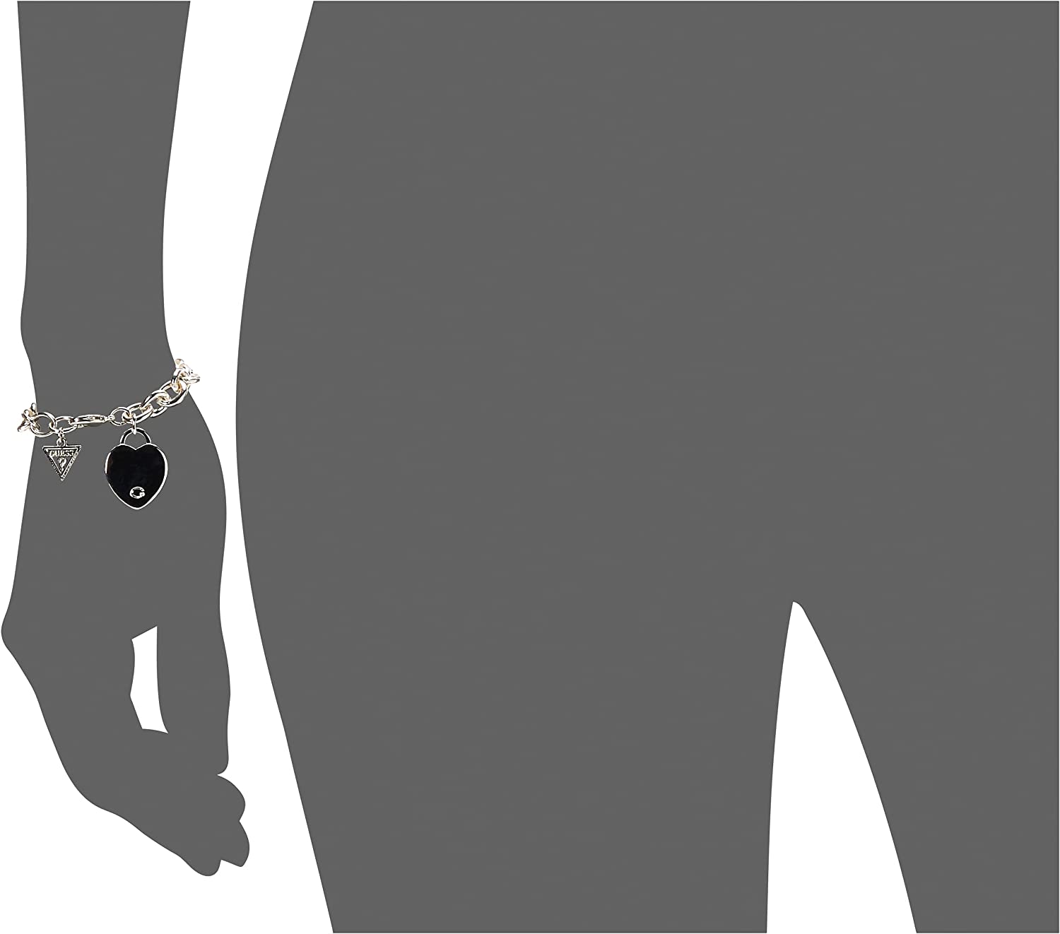 GUESS &#34;Basic&#34; G Logo Heart Link Bracelet