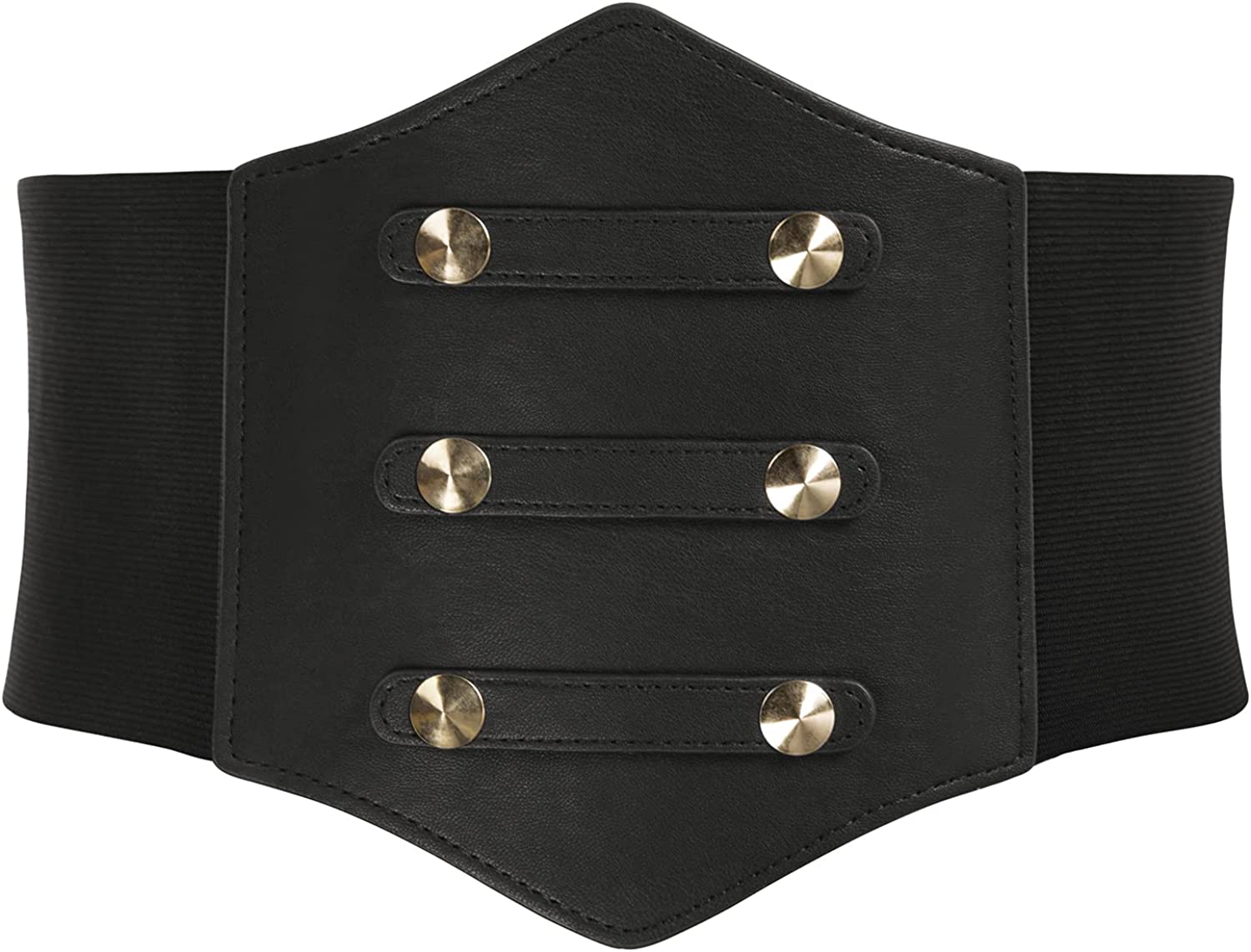 GRACE KARIN Women's PU Leather Belt Rivets Wide Waist Stretch Waistband Steampunk Button up Corset Belts