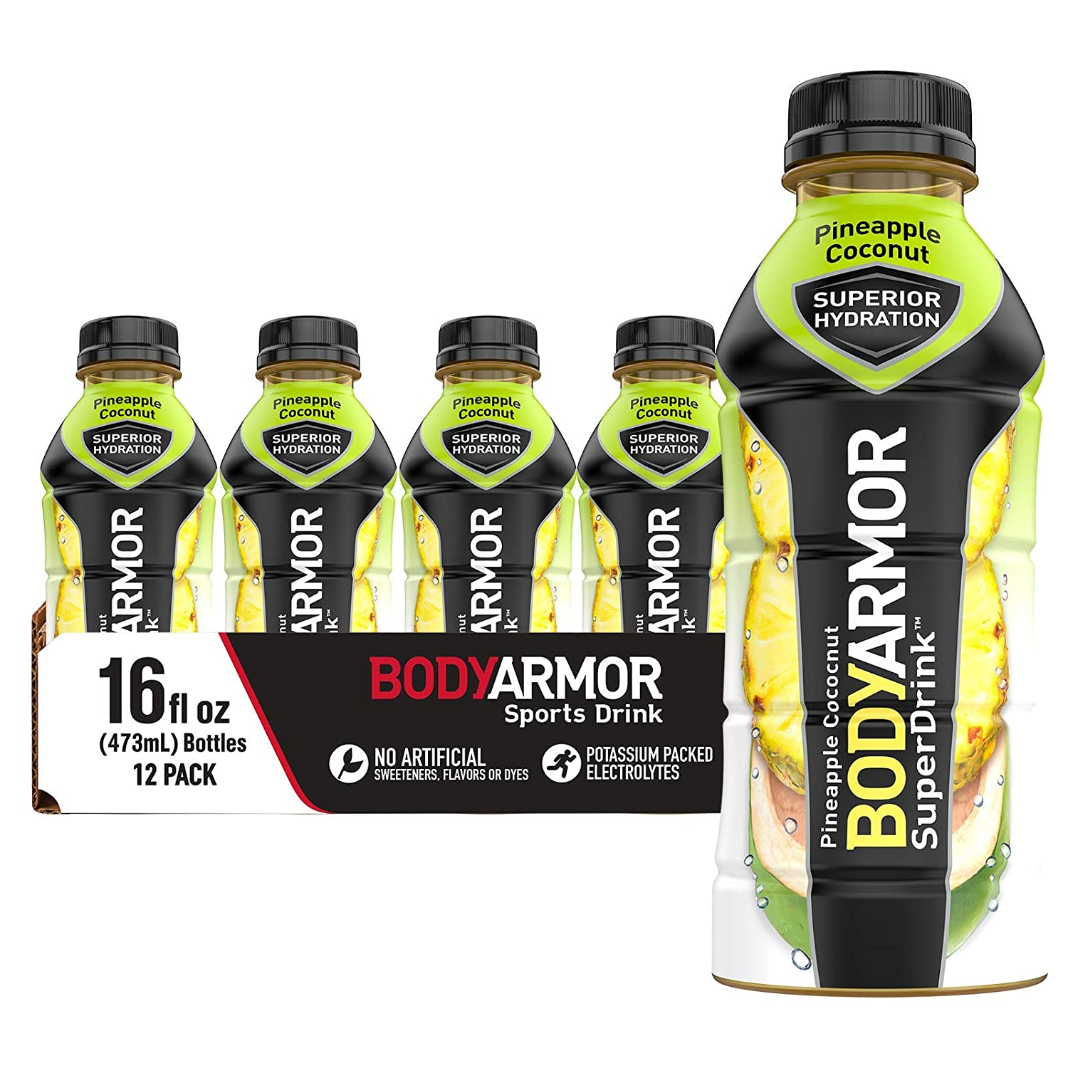 BODYARMOR Sports Drink Sports Beverage, Tropical Punch, Natural Flavor With Vitamins, Potassium-Packed Electrolytes, Perfect For Athletes, 16 Fl Oz (Pack of 12)