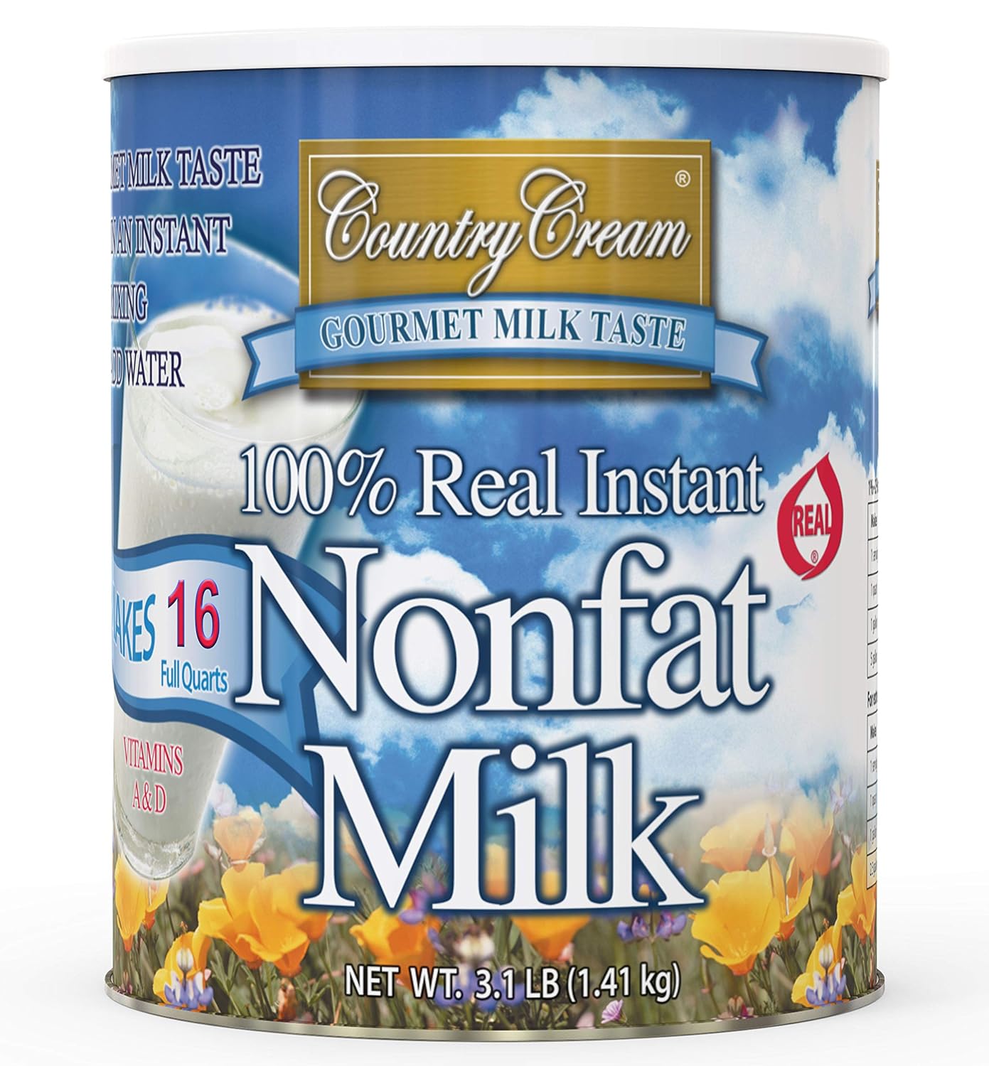 Country Cream 100% Real Instant Nonfat Powdered Milk 49.6 OZ