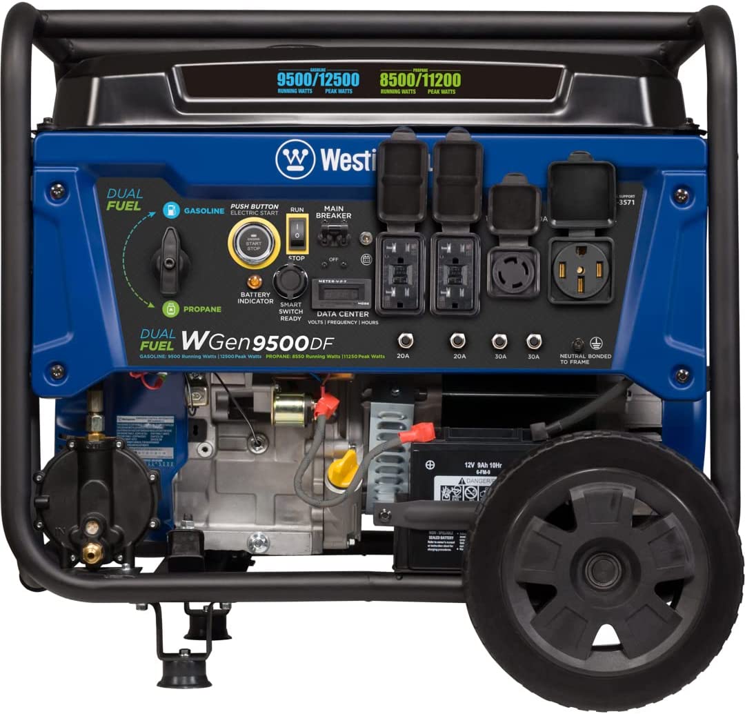 Westinghouse 12500 Watt Dual Fuel Home Backup Portable Generator, Remote Electric Start, Transfer Switch Ready, Gas and Propane Powered, CARB Compliant