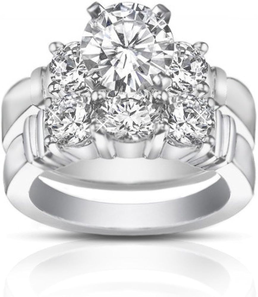 Madina Jewelry 2.00 ct Women's Round Cut Diamond Engagement Ring with Wedding Band Set in 14 kt White Gold