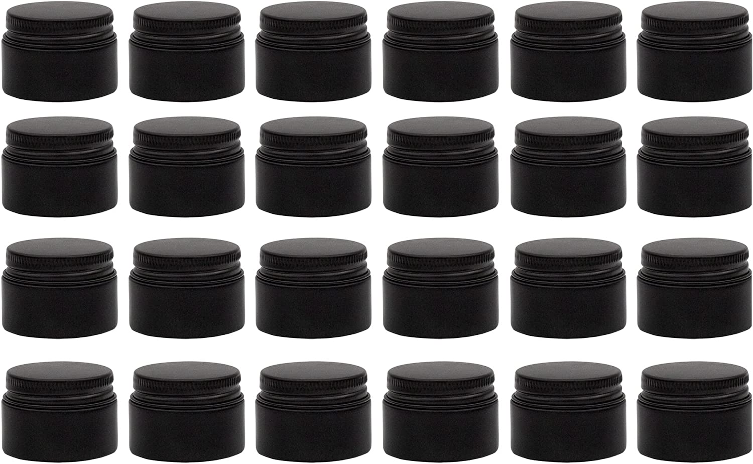 Darware 15-Milliliter Glass Balm Jars (24-Pack, Black), 1/2 oz Tiny Cosmetic Jars with Lined Black Metal Lids