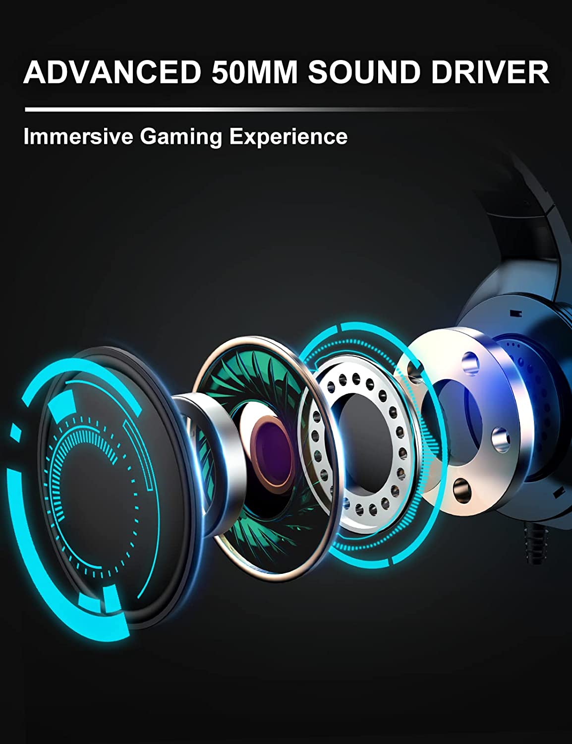 ZIUMIER Gaming Headset with Microphone， Compatible with PS4 PS5 Xbox One PC Laptop， Over-Ear Headphones with LED RGB Light， Noise Canceling Mic， 7.1 Stereo Surround Sound