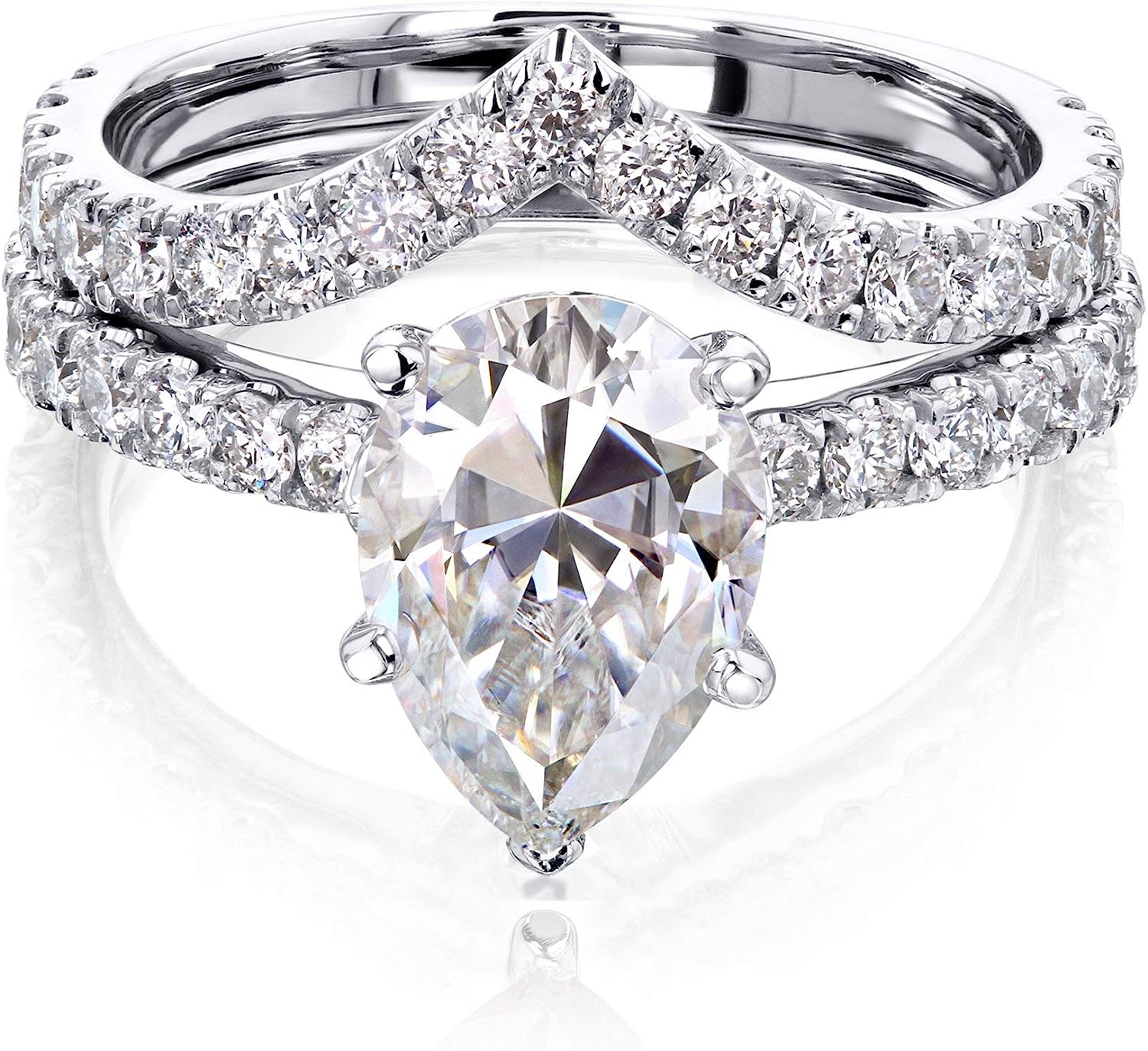 Kobelli 2.1ct Pear Moissanite Chevron Bridal (HI/VS)
