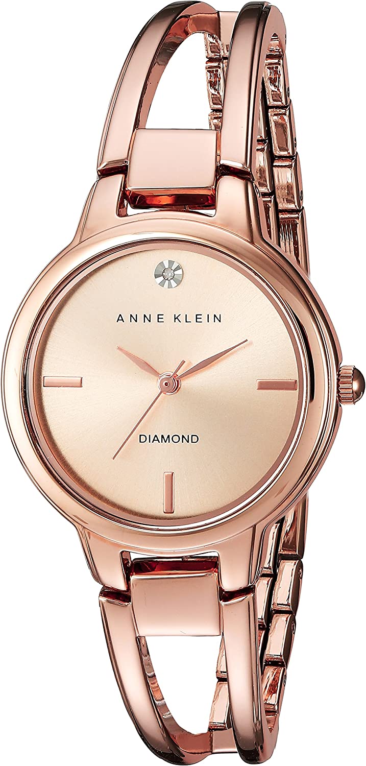 Anne Klein Women's Genuine Diamond Dial Open Bangle Watch