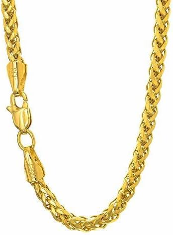 14K Yellow Gold 2.7mm, 3.1mm, 4.1mm OR 5.2mm Shiny Diamond-Cut Classic Semi-Solid Franco Chain Necklace Or Bracelet for Pendants and Charms Lobster-Claw Clasp (7.5", 8", 8.75, 18", 20" 22" 24" 28”)