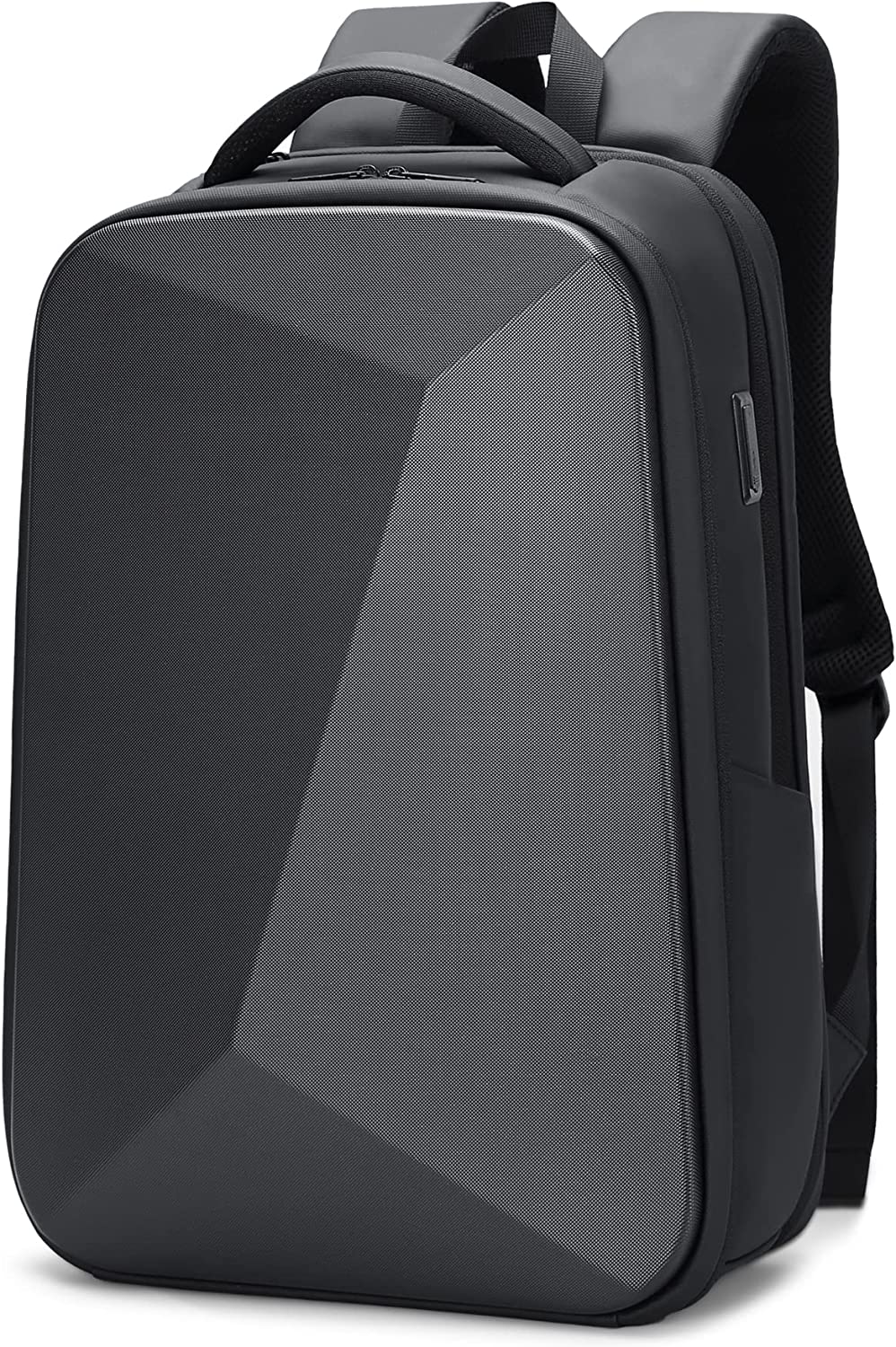 FENRUIEN Anti Theft Laptop Backpack for Men, Expandable Waterproof Hardshell Backpack with USB Port, Black Business Travel Computer Bag 15.6 Inch