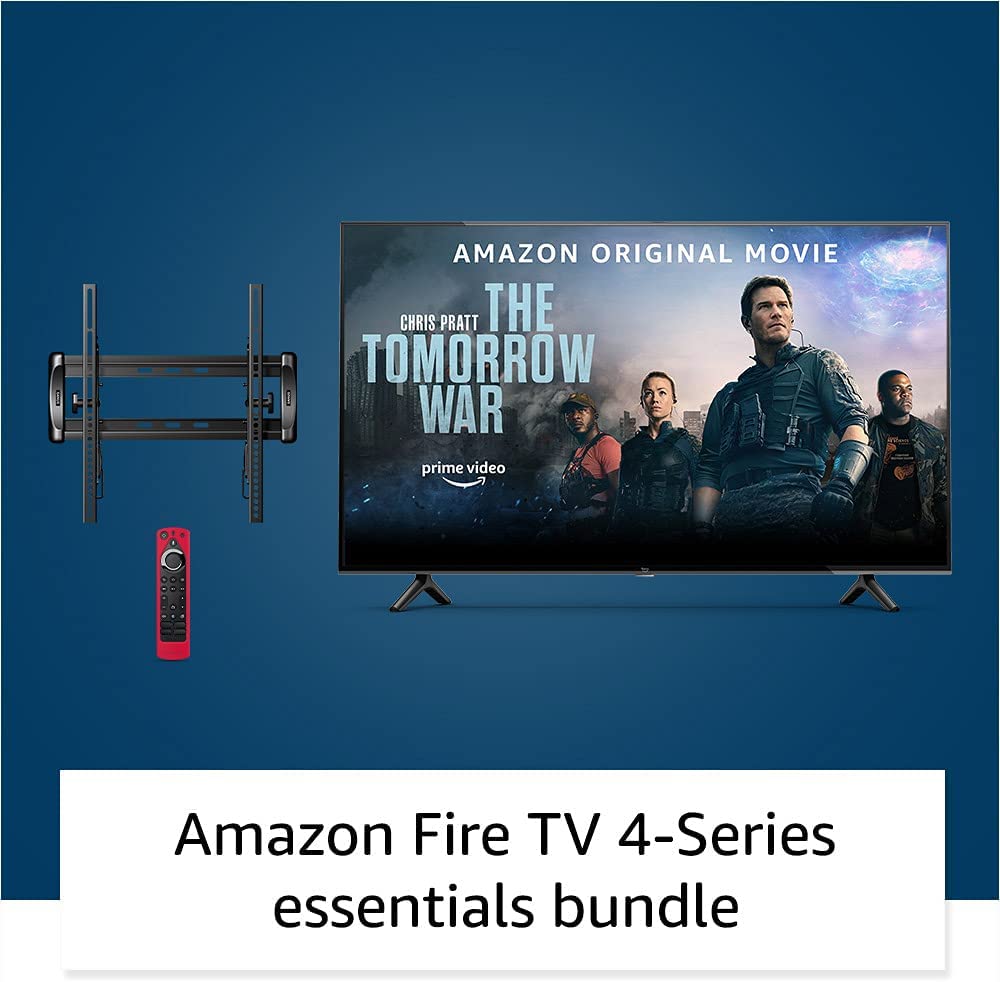 Amazon Fire TV 43" 4-Series 4K UHD smart TV bundle with Universal Tilting Wall Mount and Red Remote Cover