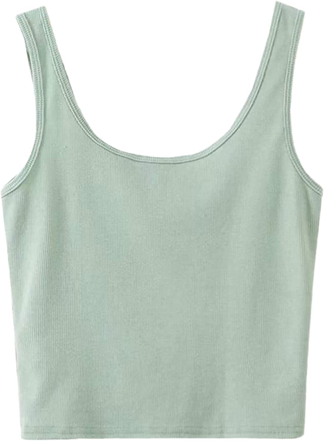 SweatyRocks Women's Sleeveless Casual Ribbed Knit Shirt Basic Crop Tank Top