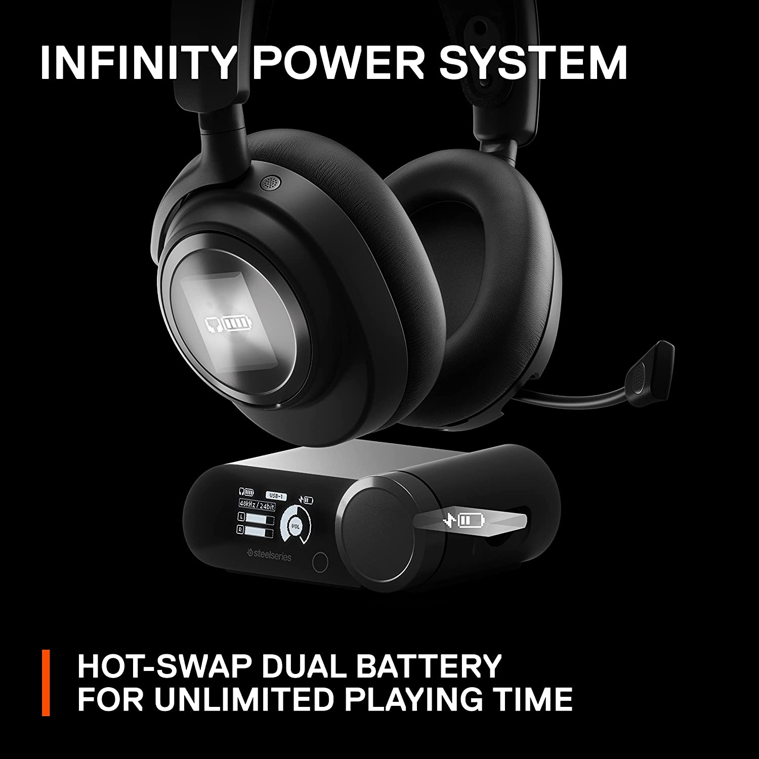 SteelSeries Arctis Nova Pro Wireless Multi-System Gaming Headset - Premium Hi-Fi Drivers - Active Noise Cancellation - Infinity Power System - ClearCast Gen 2 Mic - PC， PS5， PS4， Switch， Mobile