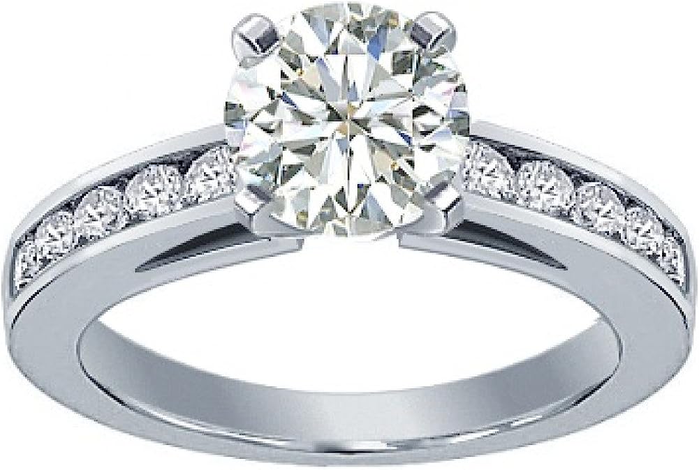 Madina Jewelry 1.50 ct Ladies Round Cut Diamond Engagement Ring in Channel Setting Platinum