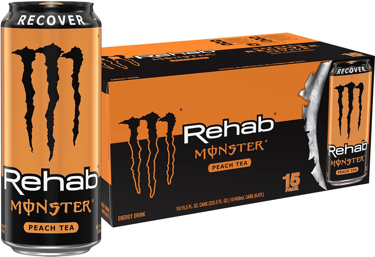 Monster Energy Monster Rehab Strawberry Lemonade + Energy, 15.5 Ounce (Pack of 24)