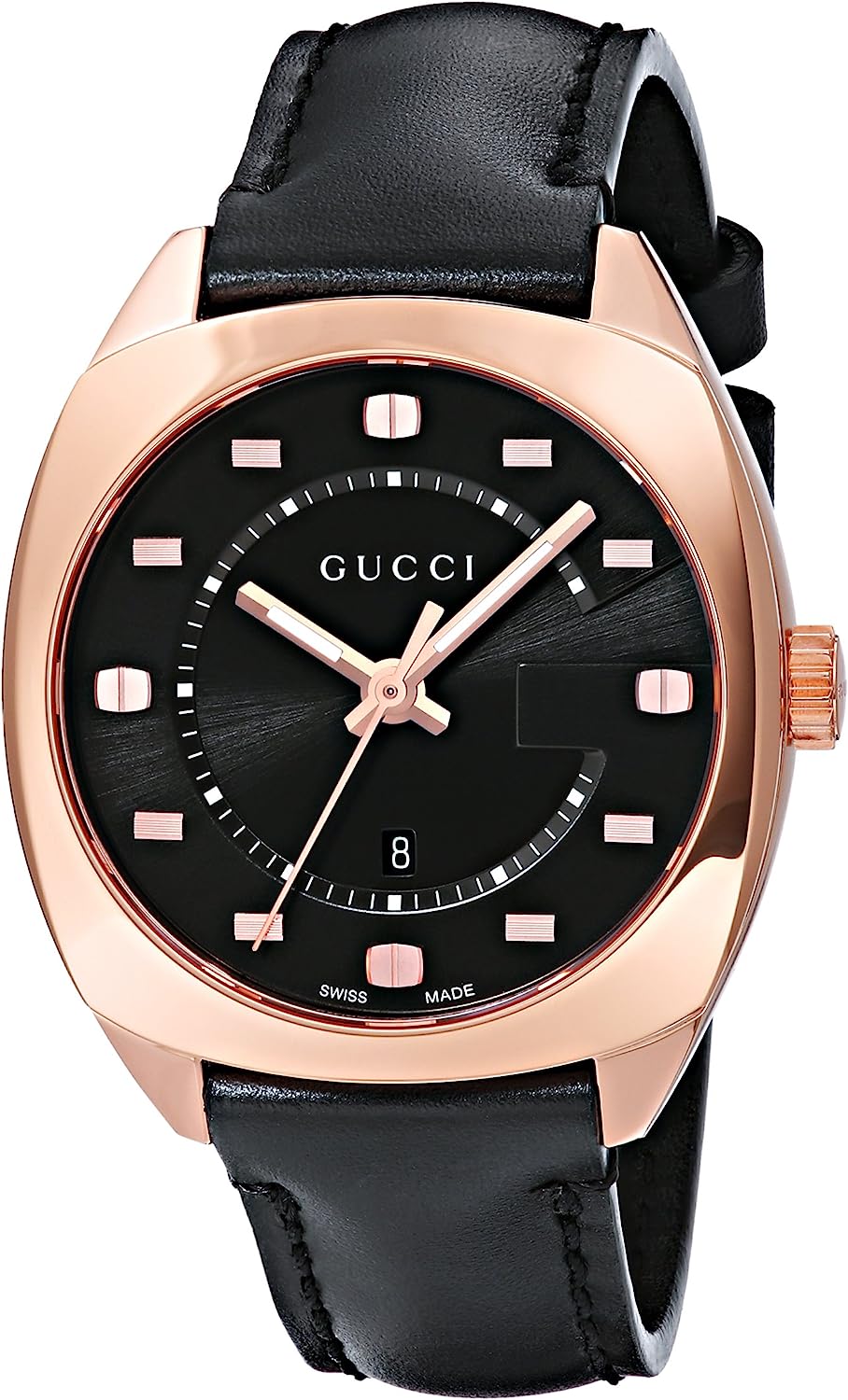 Gucci Swiss Quartz Gold-Tone and Leather Dress Black Men's Watch(Model: YA142407)
