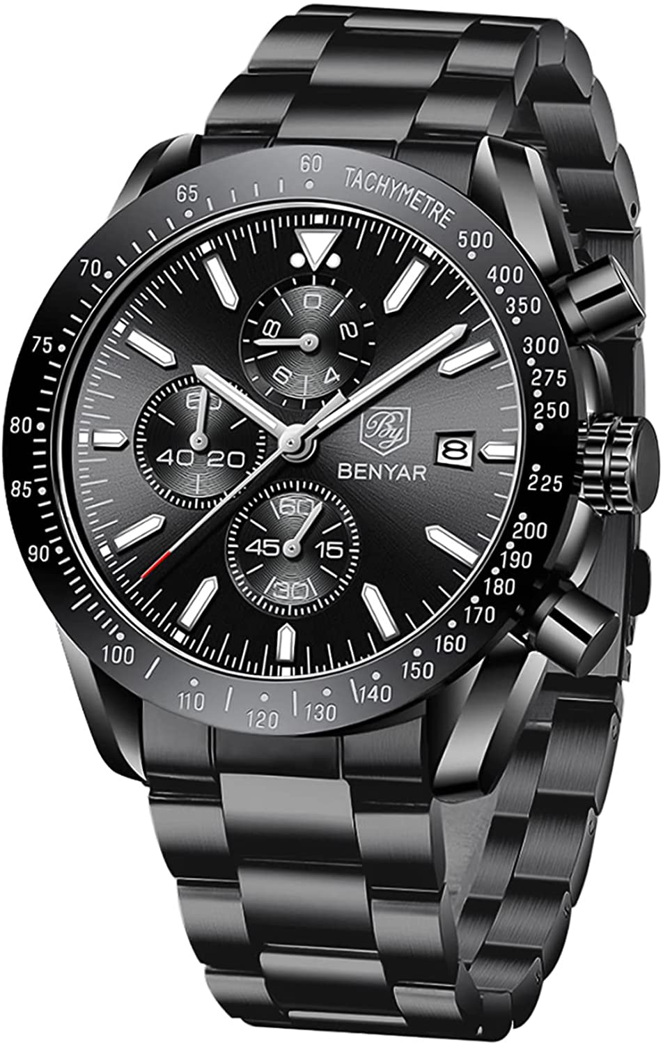 BY BENYAR Mens Watches Chronograph Analog Quartz Movement Stylish Sports Designer Wrist Watch 30M Waterproof Elegant Gift Watch for Men