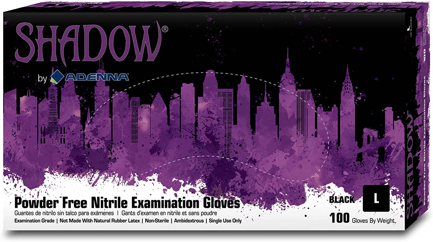 Adenna Shadow 6 mil Nitrile Powder Free Exam Gloves (Black, X-Small) Box of 99