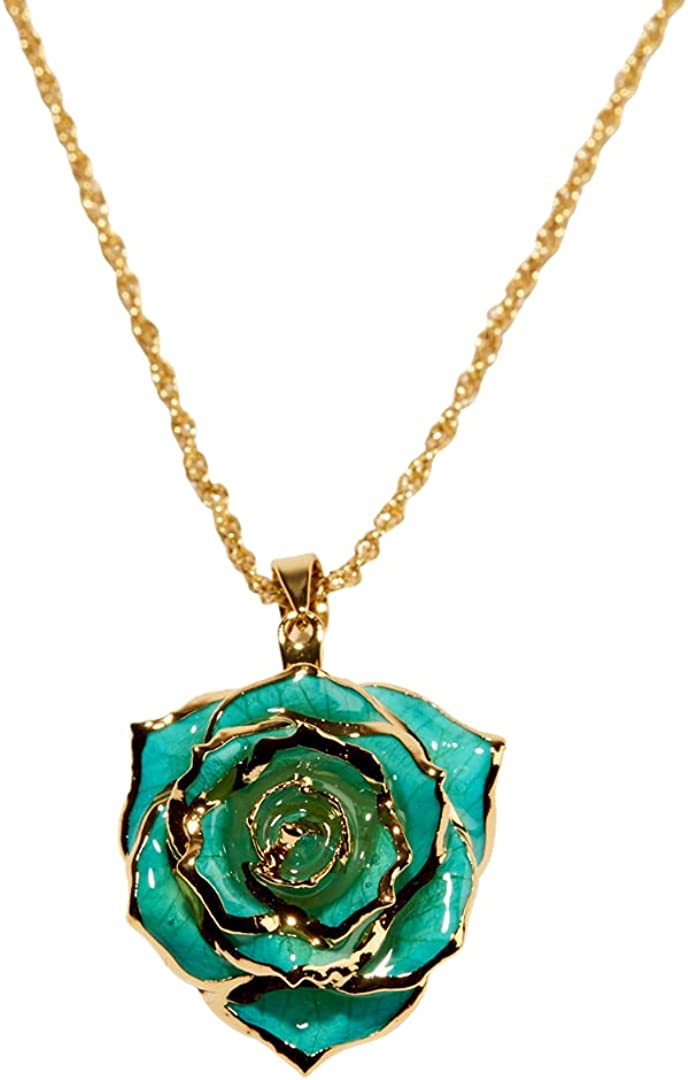 Eternal Rose Necklace - 24k Gold Dipped Rose Women's Pendant Necklace - Gift for Her  
