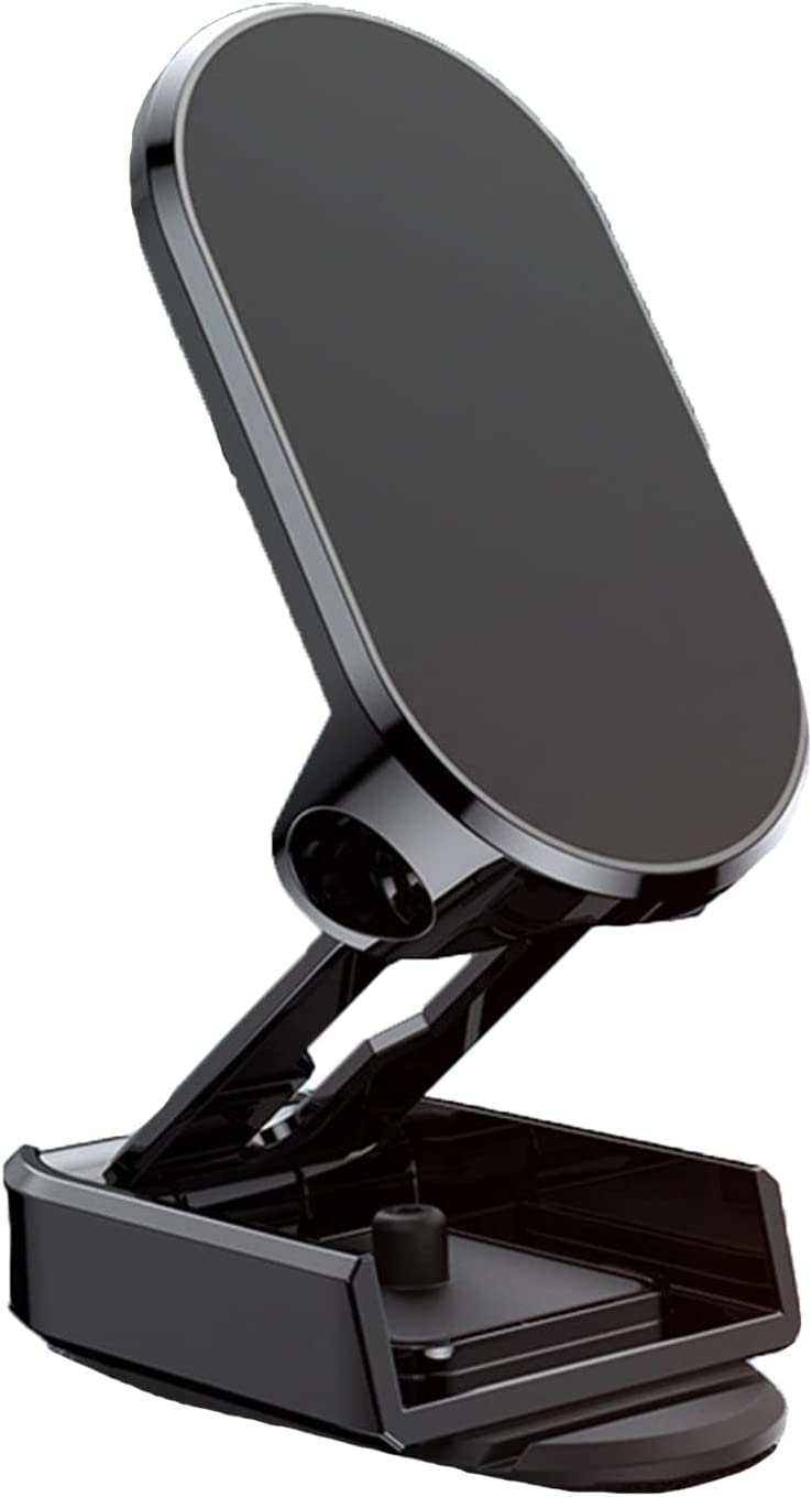 FEELNOW 2023 New Alloy Folding Magnetic Car Phone Holder, Magnetic 360° Car Phone Holder Stand Dashboard Folding Bracket Universal (Black)