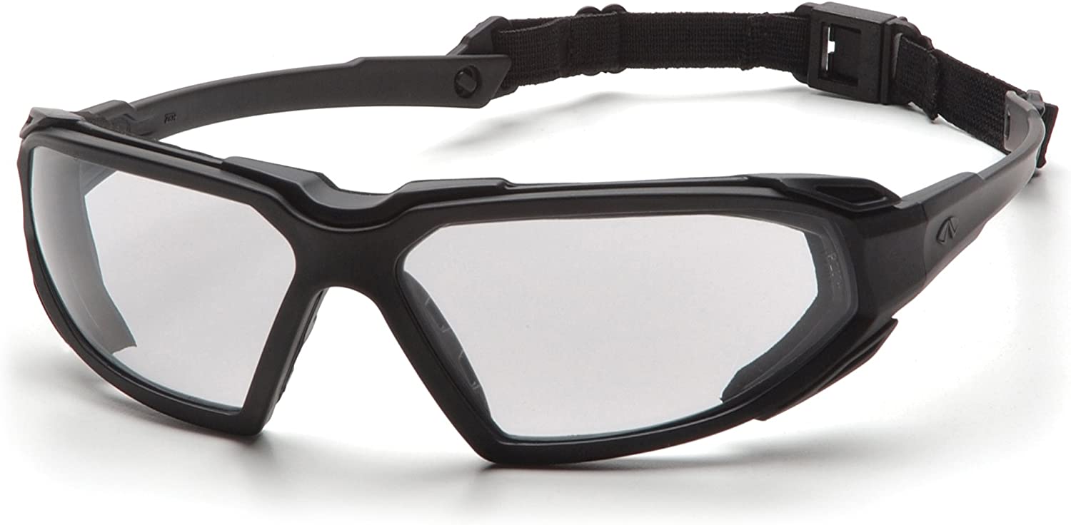 Pyramex Highlander Safety Eyewear, Black Frame/Clear Anti-Fog Lens