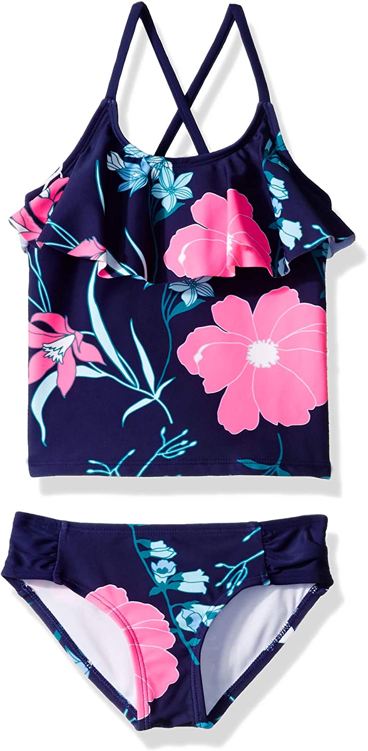Kanu Surf Girls' Charlotte Flounce Tankini Beach Sport 2-Piece Swimsuit