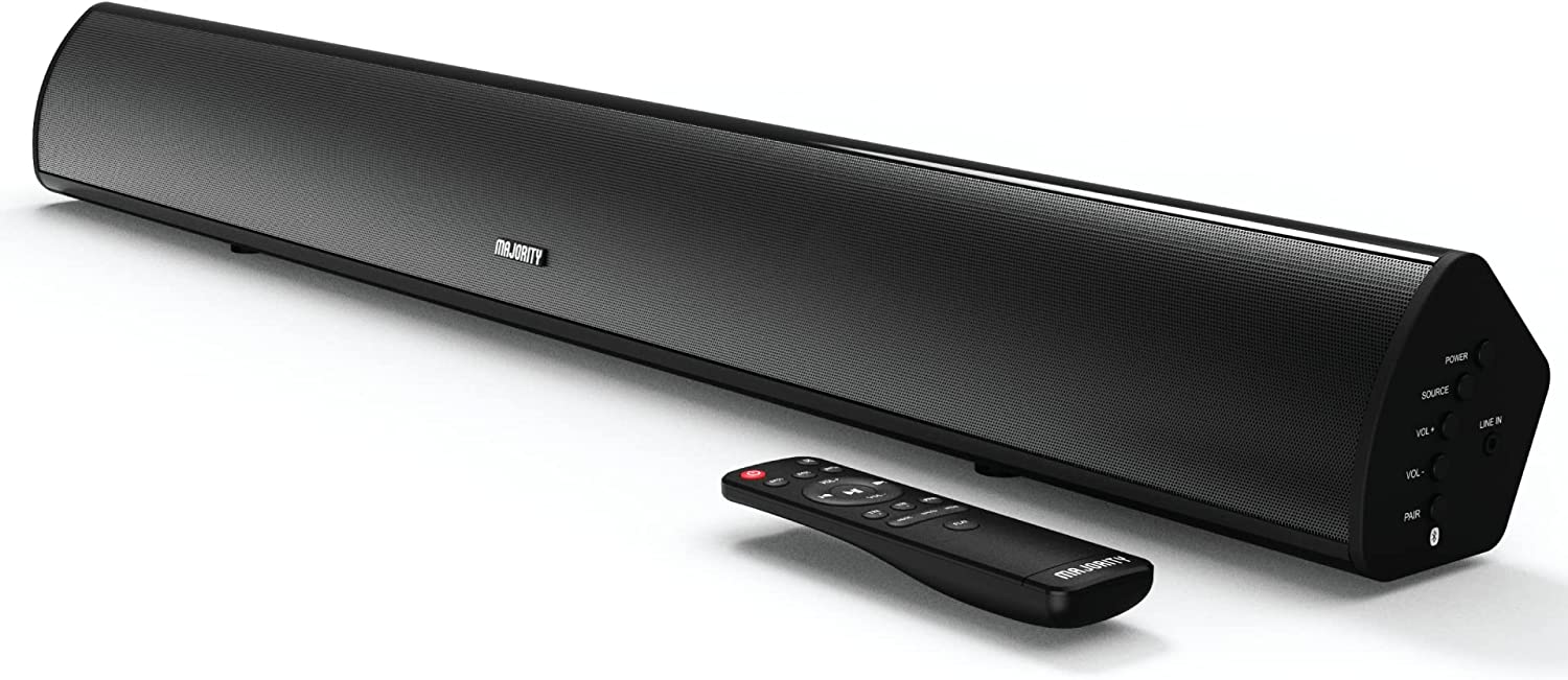 Majority Teton Sound Bar for TV | 120W Powerful Stereo 2.1 Channel Sound | Home Theatre 3D Soundbar with Built-in Subwoofer | HDMI ARC, Bluetooth, Optical, RCA, USB & AUX Playback and Remote Control