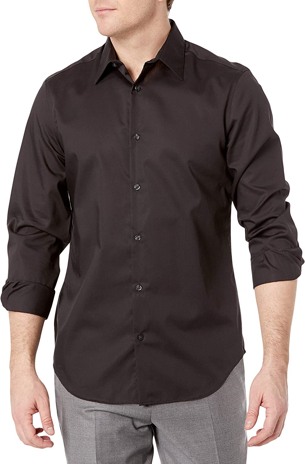 Perry Ellis Men's Long Sleeve Twill Noniron Medium Spread Collar Shirt