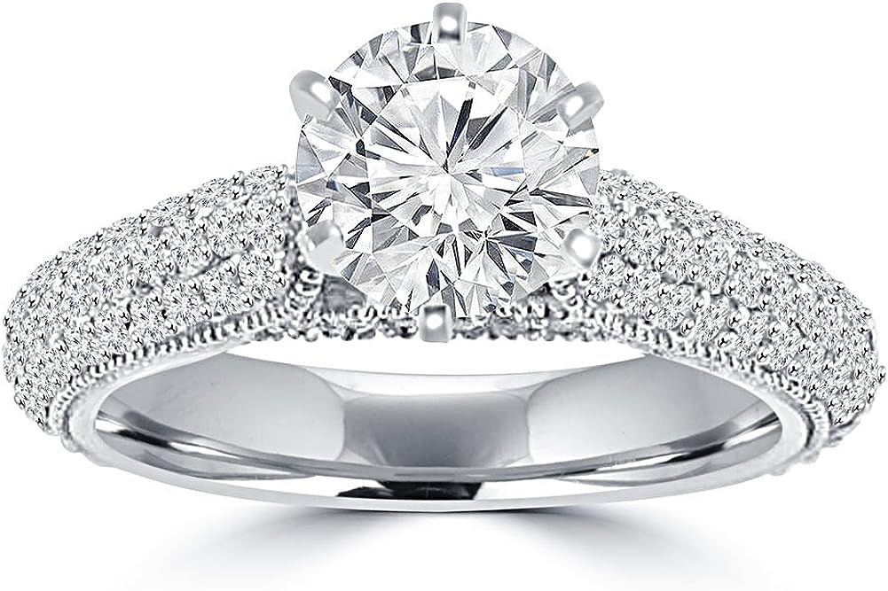 Madina Jewelry 2.00 ct Ladies Round Cut Diamond Engagement Ring in Pave Set in Platinum